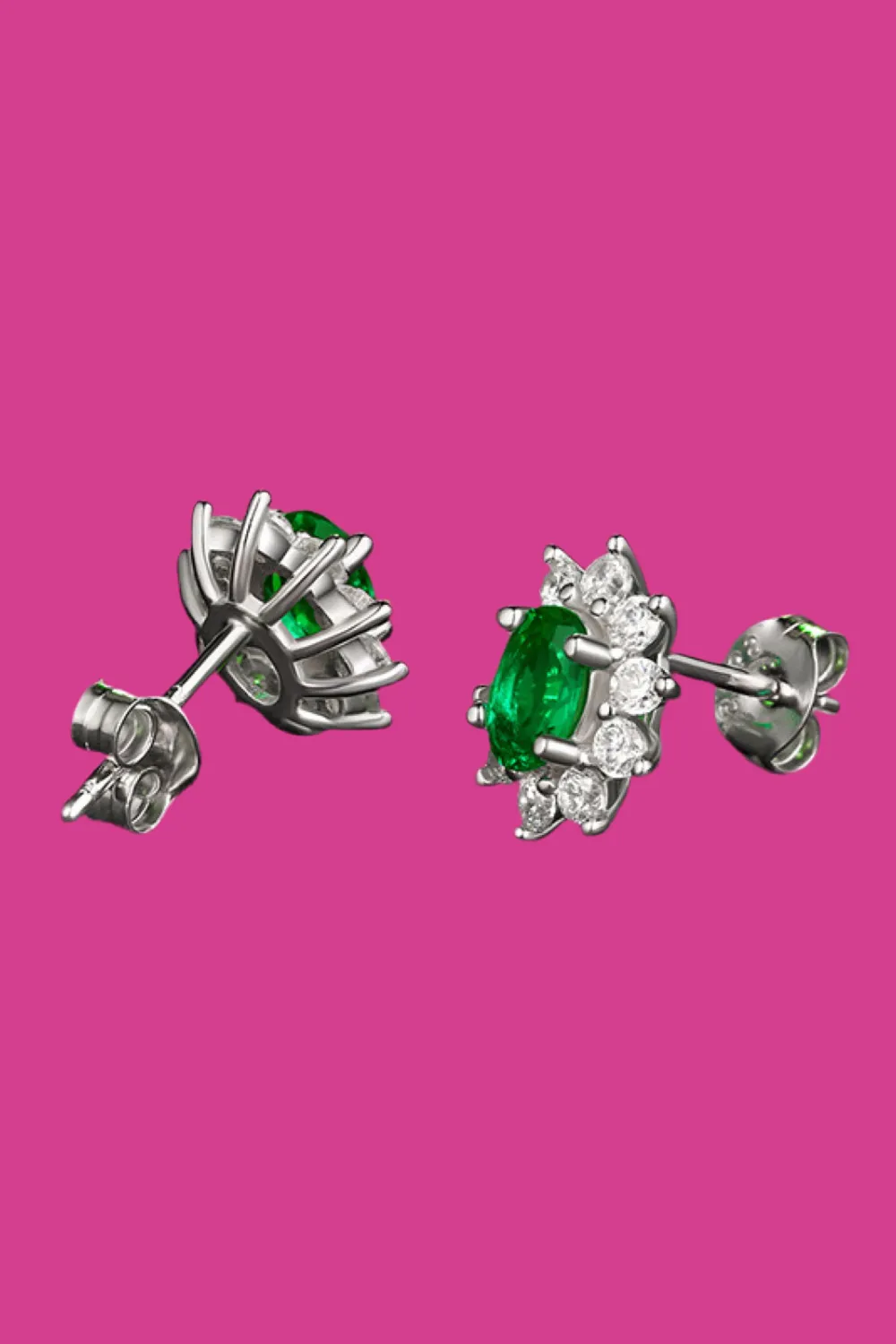 1 Carat Lab-Grown Emerald Stud Earrings