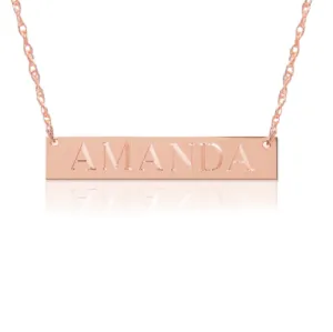 14K Gold Block Bar Nameplate Necklace