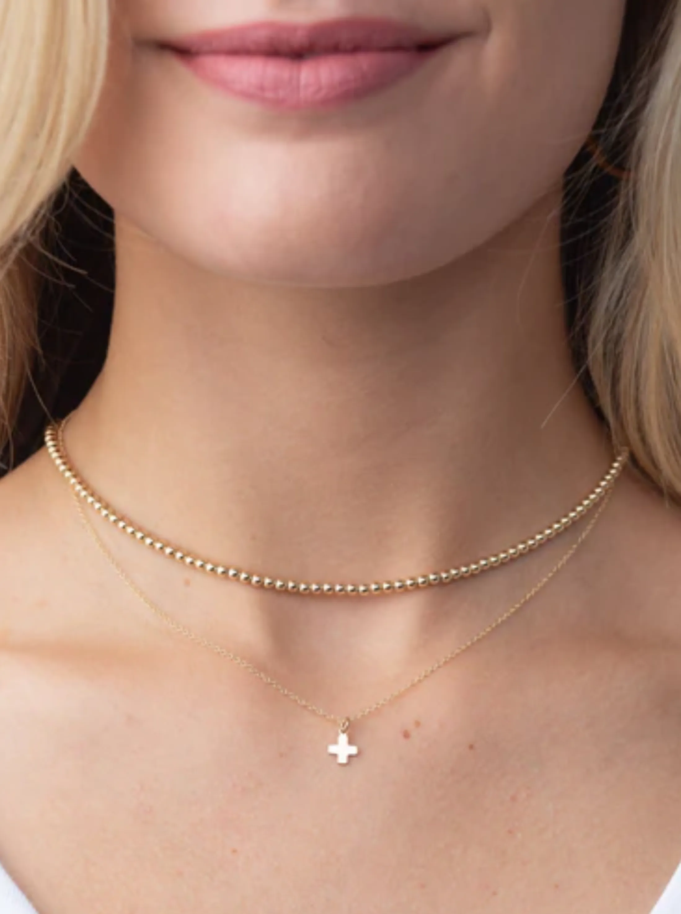 16" Necklace Gold Signature Cross Gold Charm [N16GSCG]