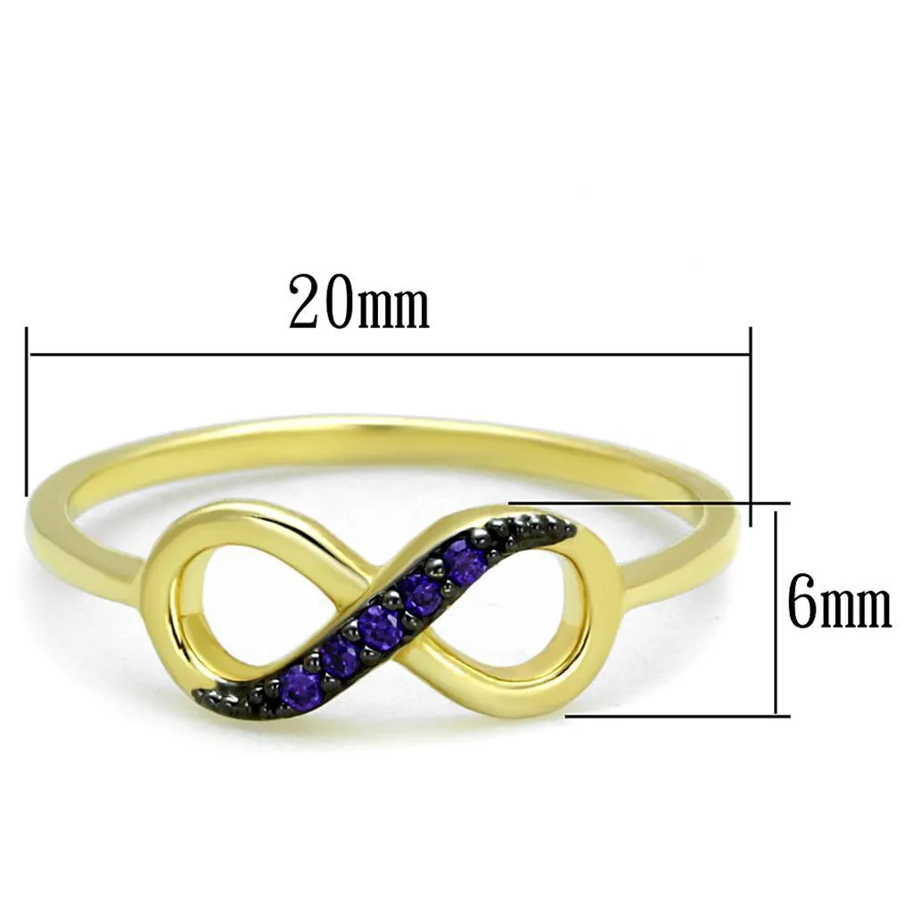 3W727 - Gold Ruthenium Brass Ring with AAA Grade CZ  in Tanzanite