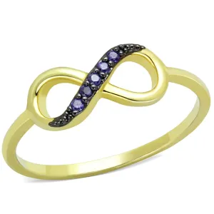 3W727 - Gold Ruthenium Brass Ring with AAA Grade CZ  in Tanzanite