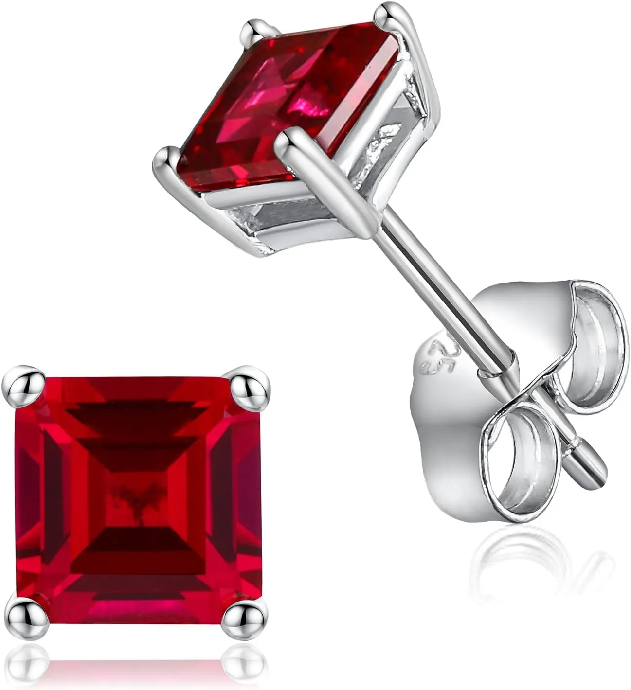 925 Sterling Silver Birthstone Stud Earrings for Women Men, Oval/Round/Sqaure/Octagon Cut Created Sapphire/Amethyst/Emerald/Ruby/Peridot/Opal Solitaire Diamond Halo Earrings