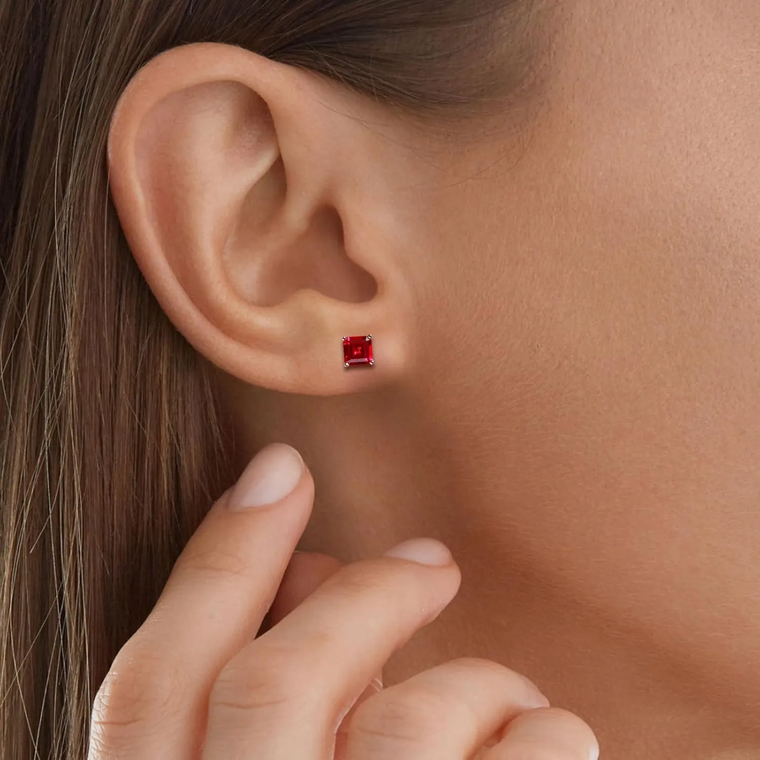 925 Sterling Silver Birthstone Stud Earrings for Women Men, Oval/Round/Sqaure/Octagon Cut Created Sapphire/Amethyst/Emerald/Ruby/Peridot/Opal Solitaire Diamond Halo Earrings
