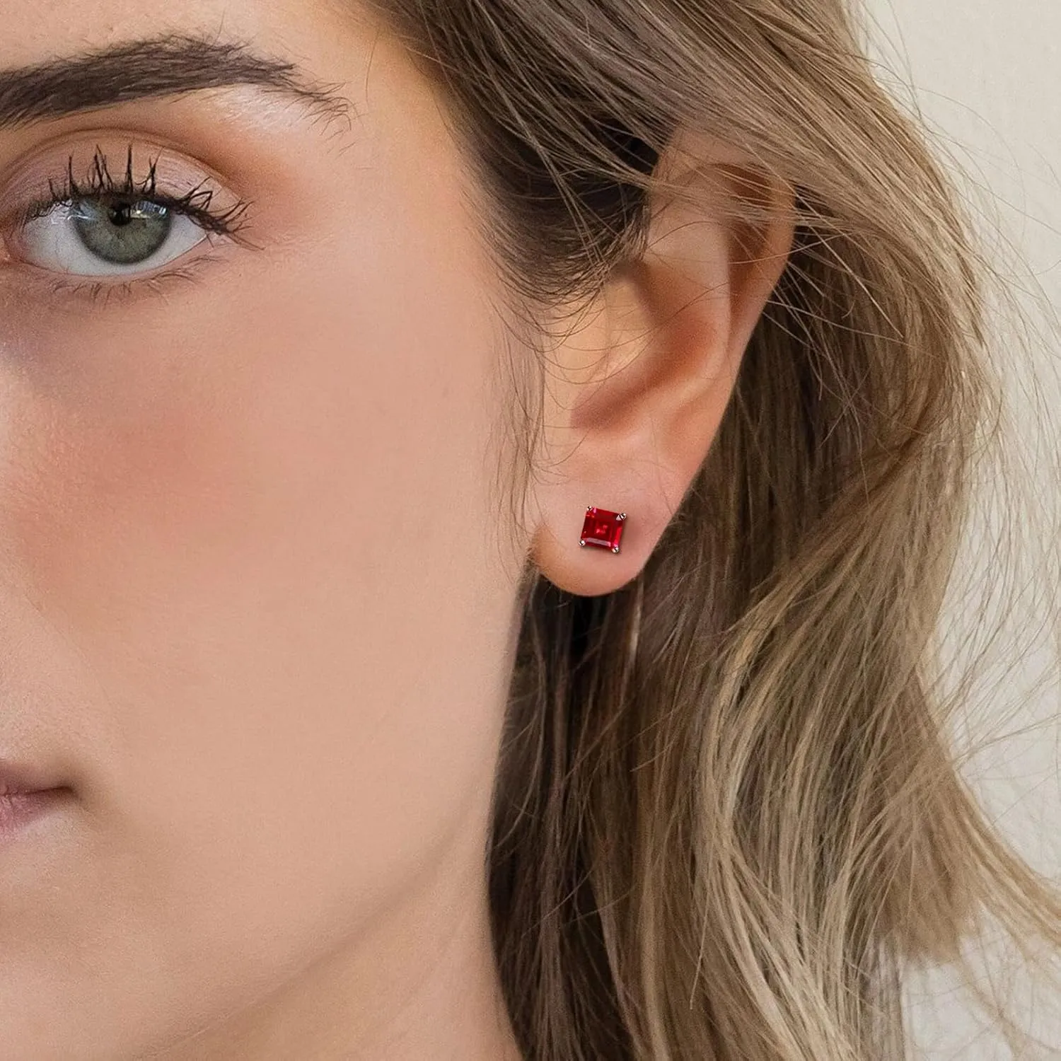 925 Sterling Silver Birthstone Stud Earrings for Women Men, Oval/Round/Sqaure/Octagon Cut Created Sapphire/Amethyst/Emerald/Ruby/Peridot/Opal Solitaire Diamond Halo Earrings