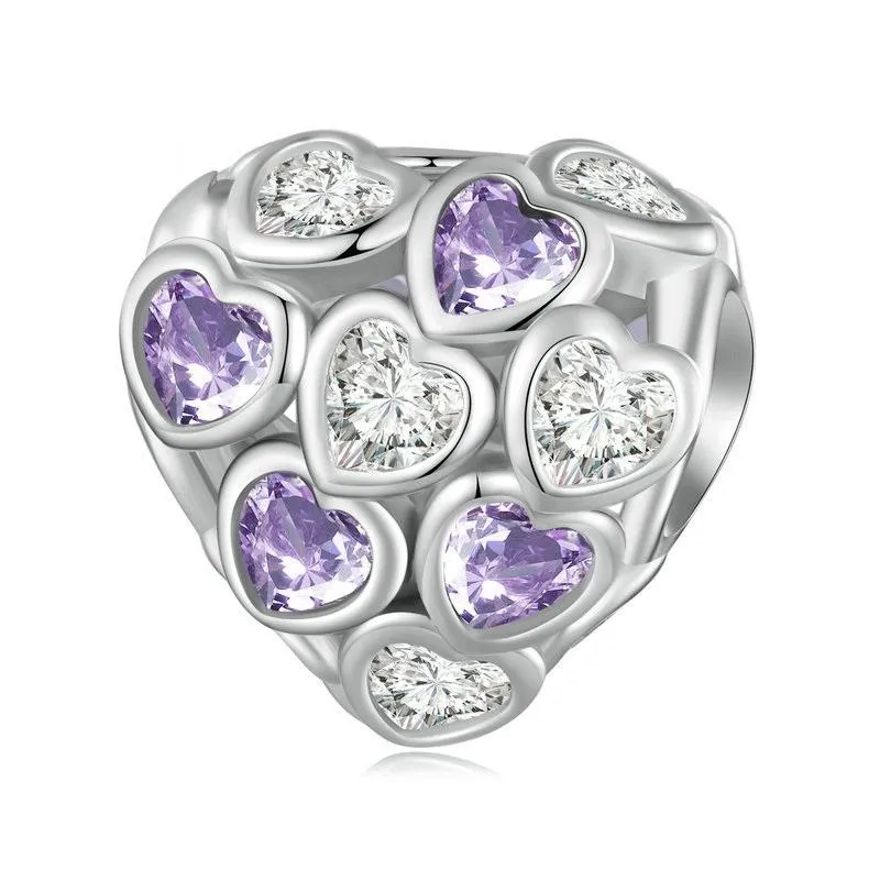 925 Sterling Silver Heart Infinity Bracelet With Zirconia Beads