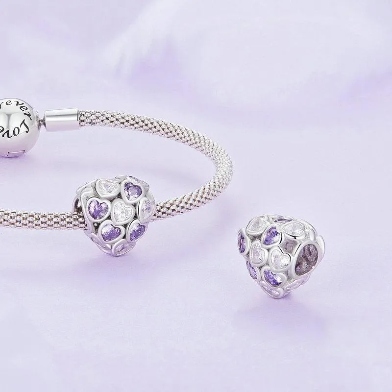 925 Sterling Silver Heart Infinity Bracelet With Zirconia Beads