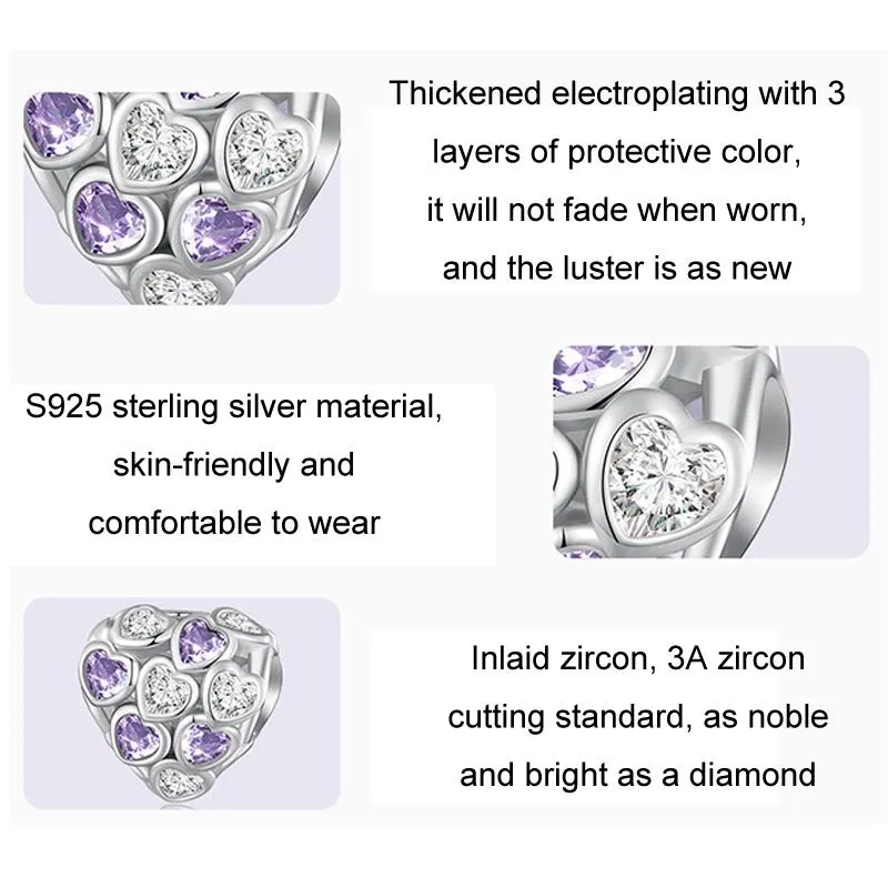 925 Sterling Silver Heart Infinity Bracelet With Zirconia Beads