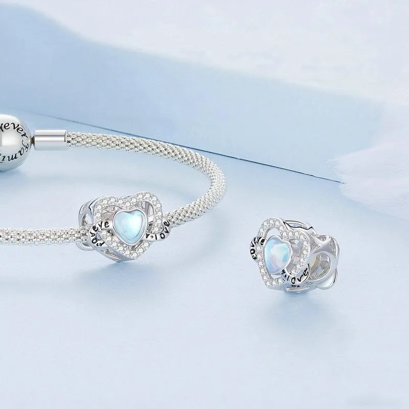 925 Sterling Silver Infinity Heart Bracelet With Zircon Beads