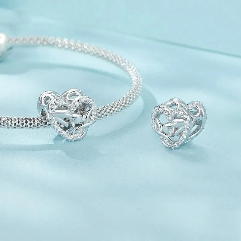 925 Sterling Silver Infinity Love Bracelet With Heart Beads