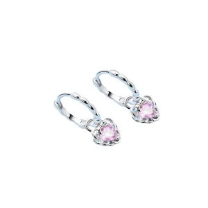 925 Sterling Silver Love Earrings With Pink Zircon For Women Wedding Party Gift