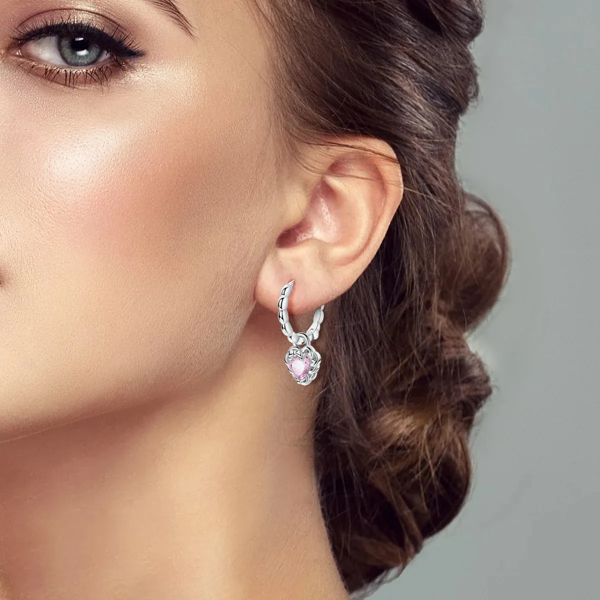 925 Sterling Silver Love Earrings With Pink Zircon For Women Wedding Party Gift