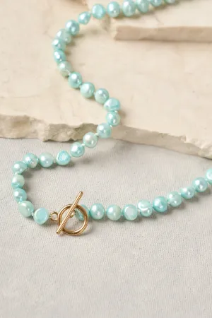 Aqua Blue Pearl Necklace