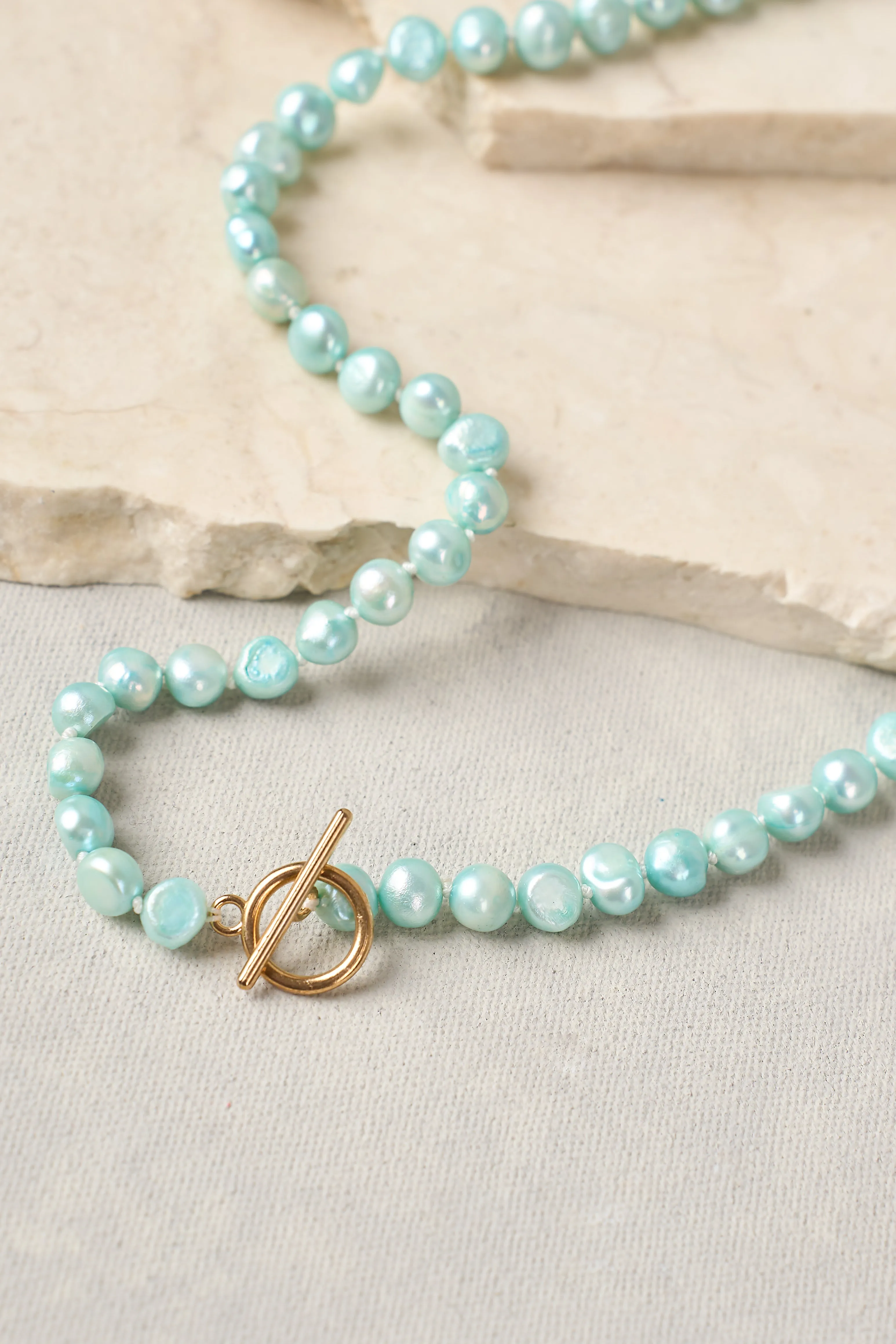 Aqua Blue Pearl Necklace