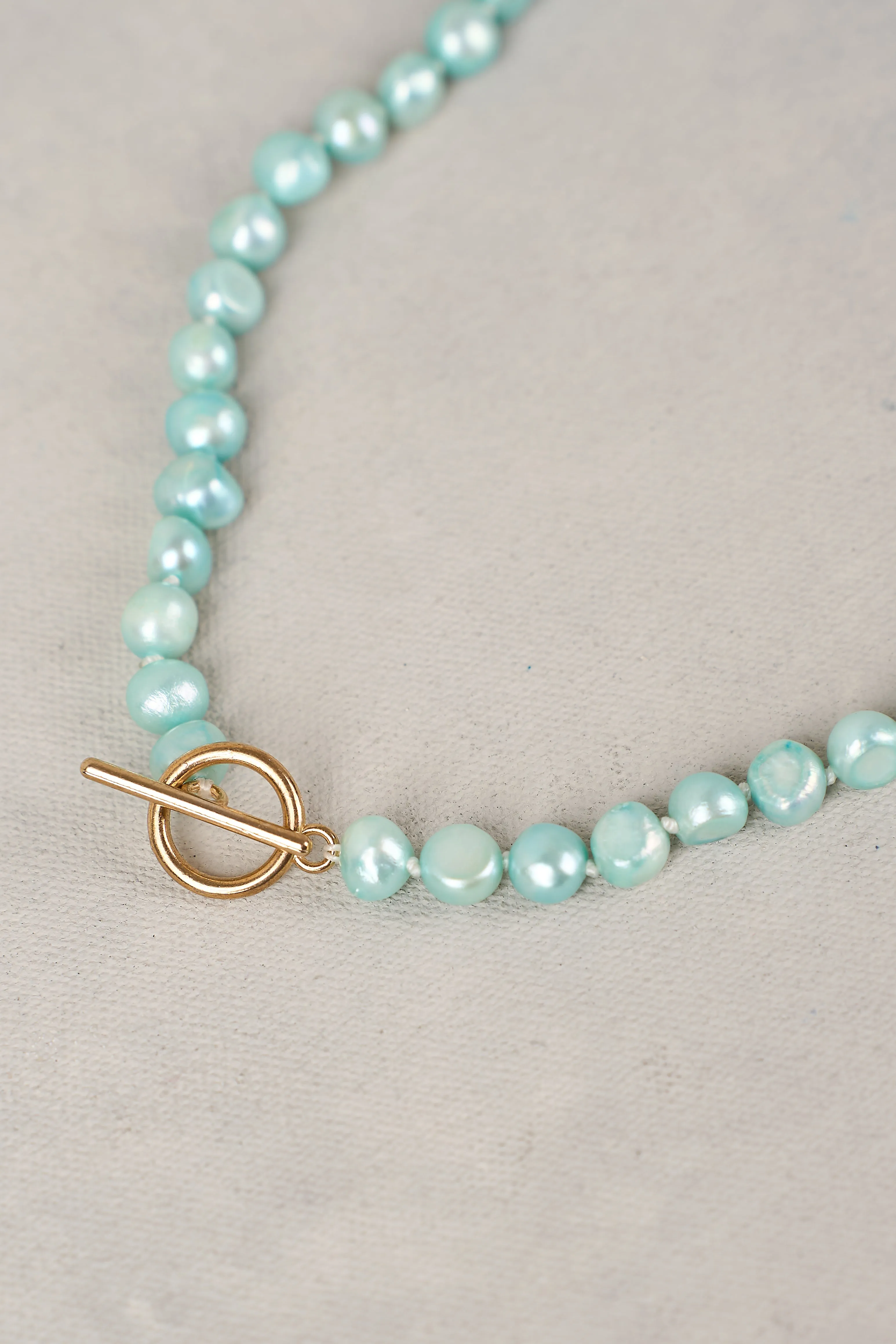 Aqua Blue Pearl Necklace