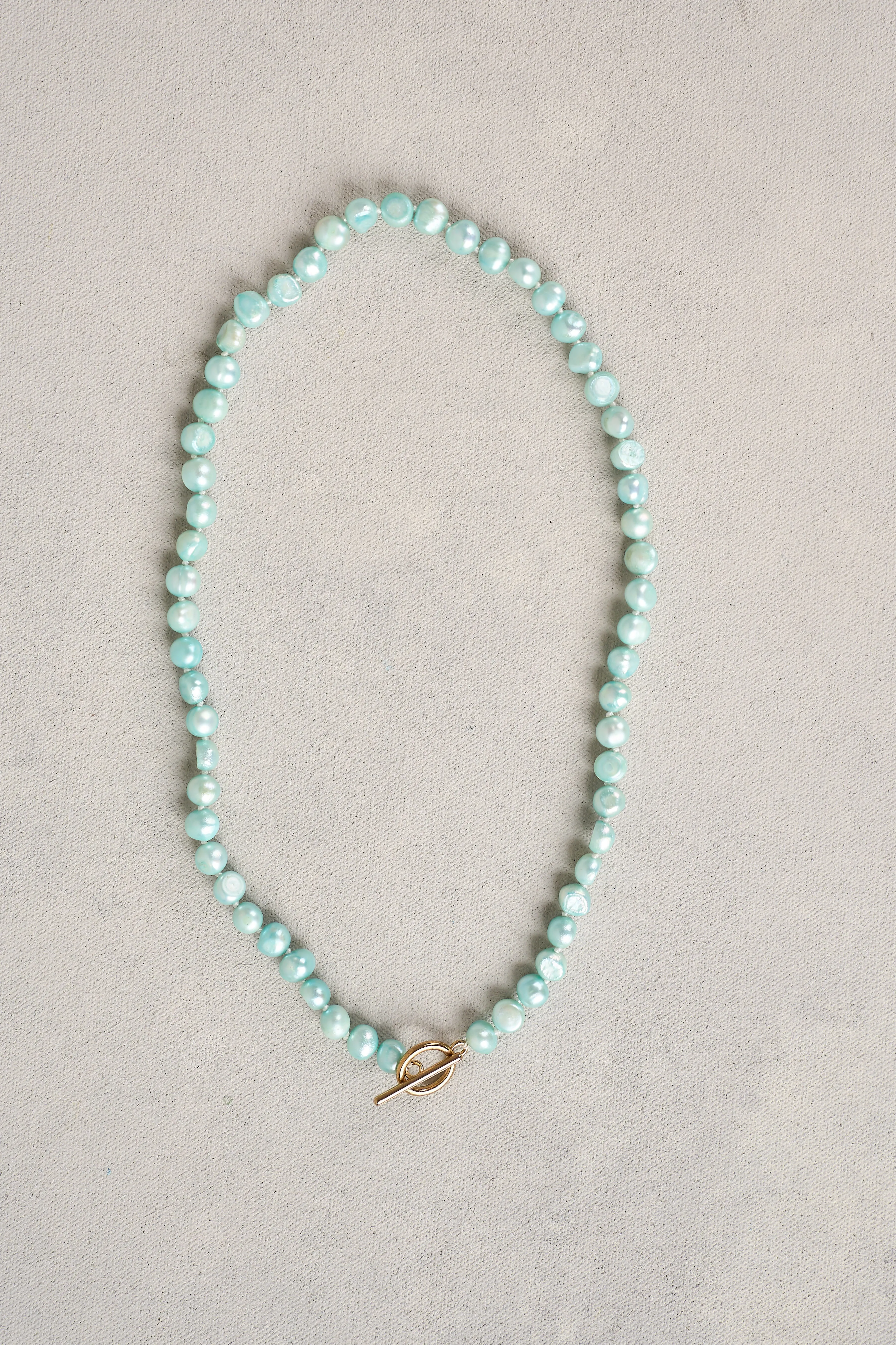 Aqua Blue Pearl Necklace