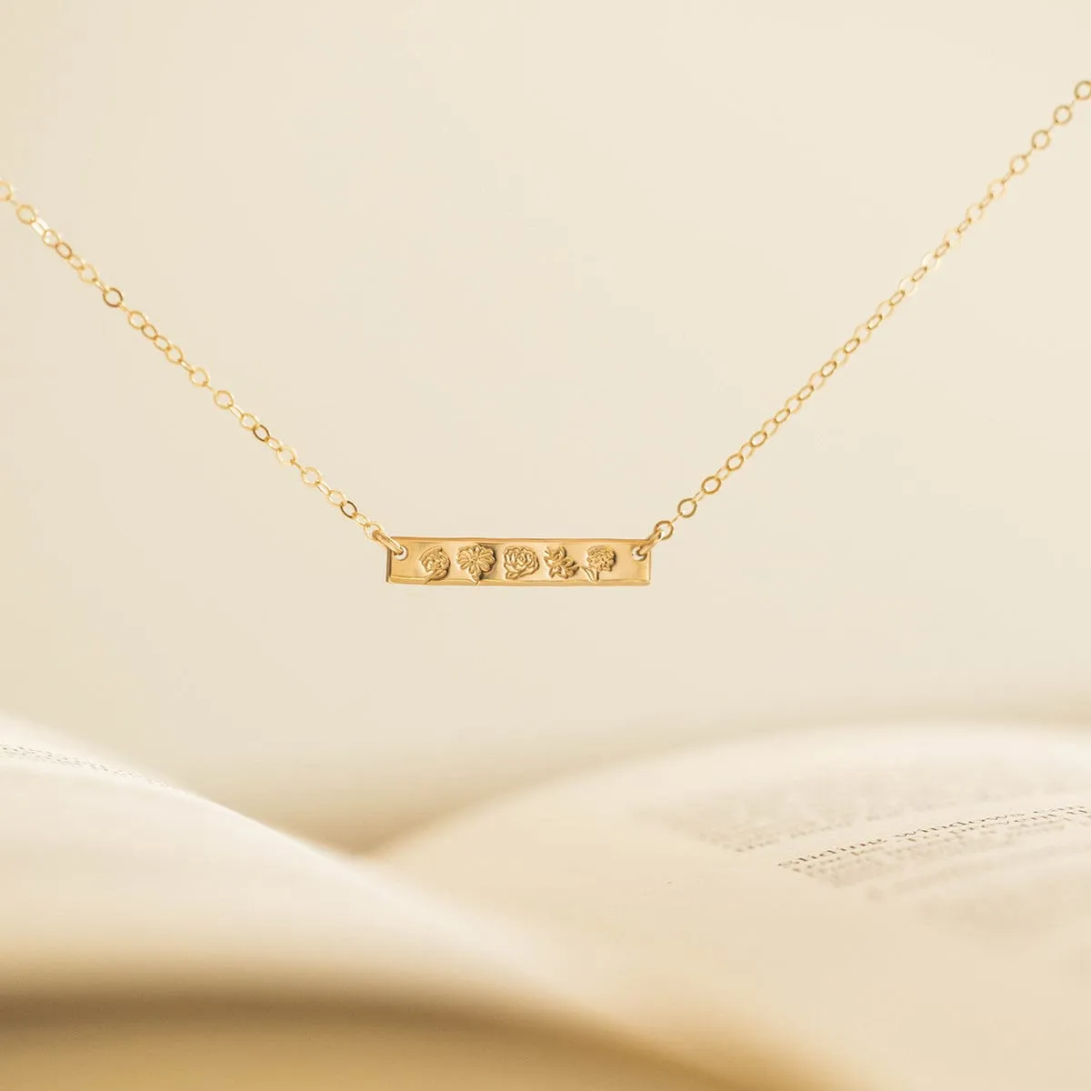 Birth Flower Bar Necklace