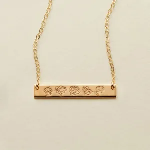 Birth Flower Bar Necklace