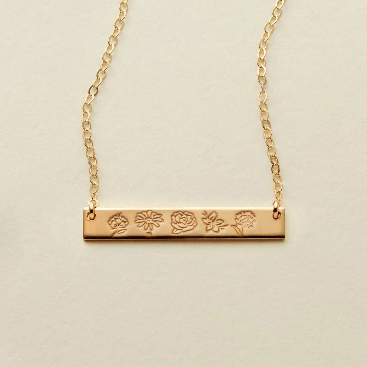 Birth Flower Bar Necklace