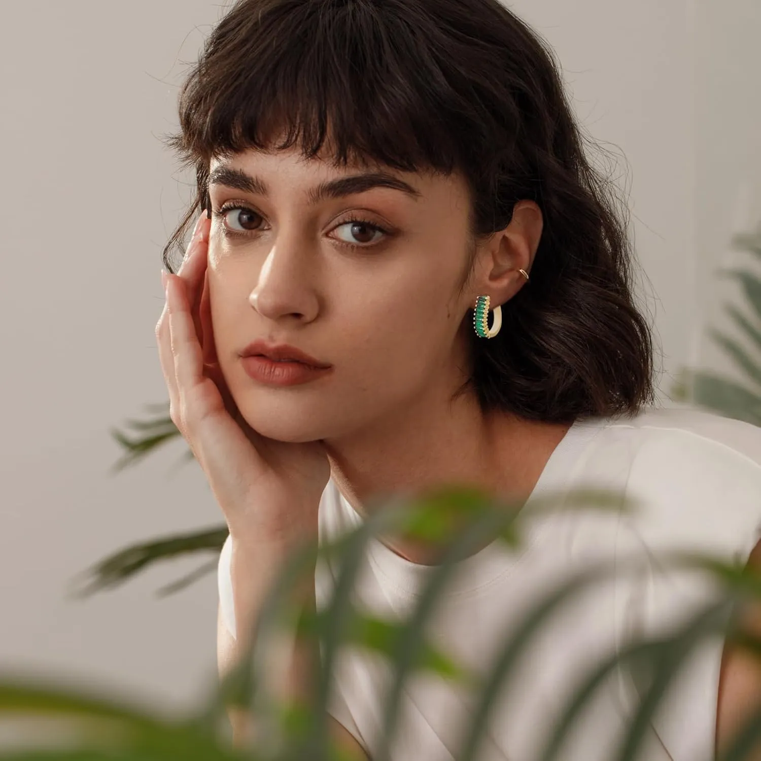 Christmas Gold Earrings for Women,Fashion Christmas Rhinestone Earrings,Holiday Crystal Hoop Earrings Festival Trendy Jewelry