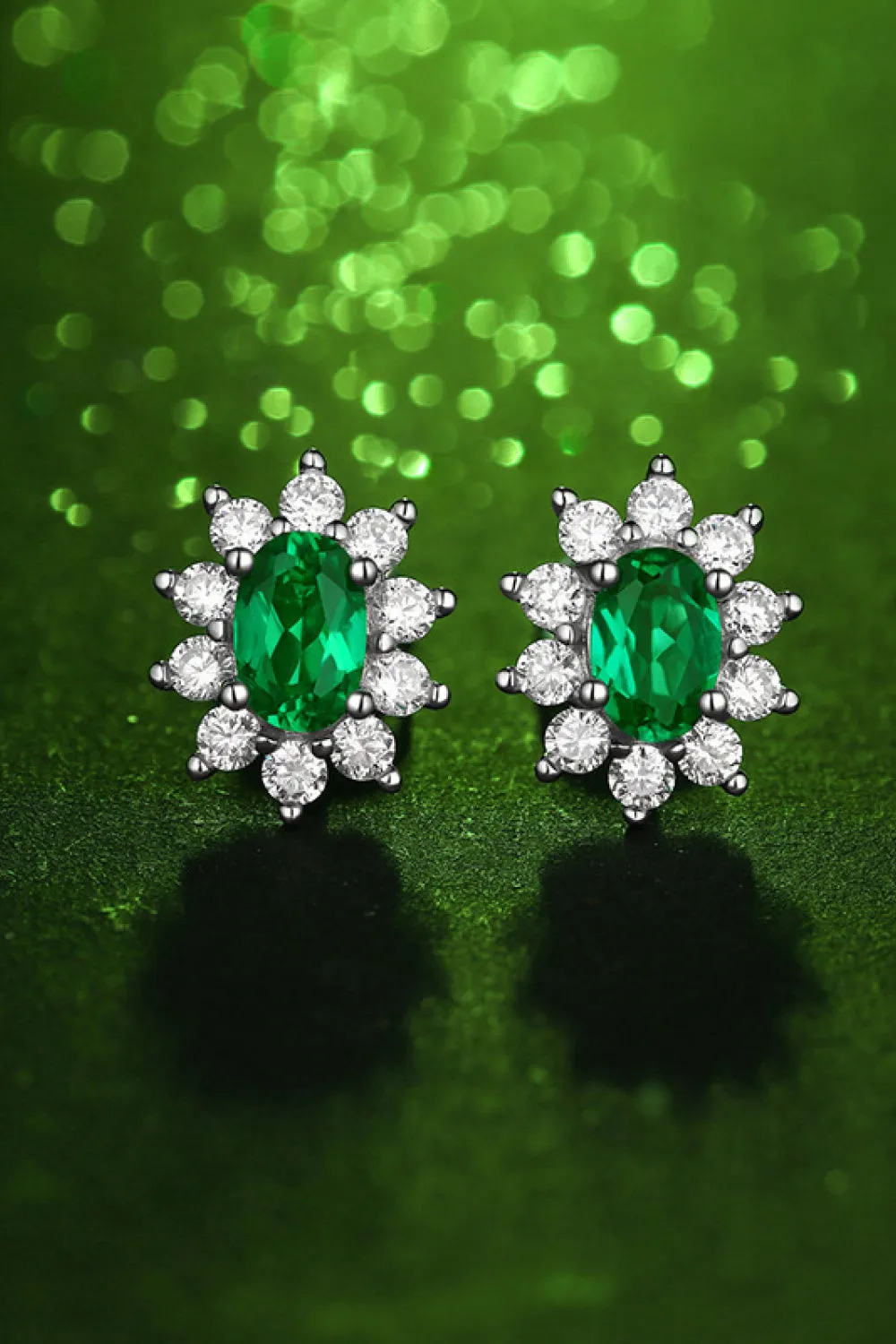 Divine Abundance 1 Carat Lab-Grown Emerald Stud Earrings