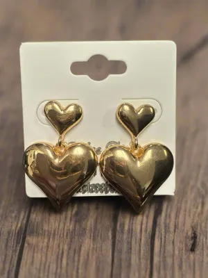 Double Heart Dangle Earrings