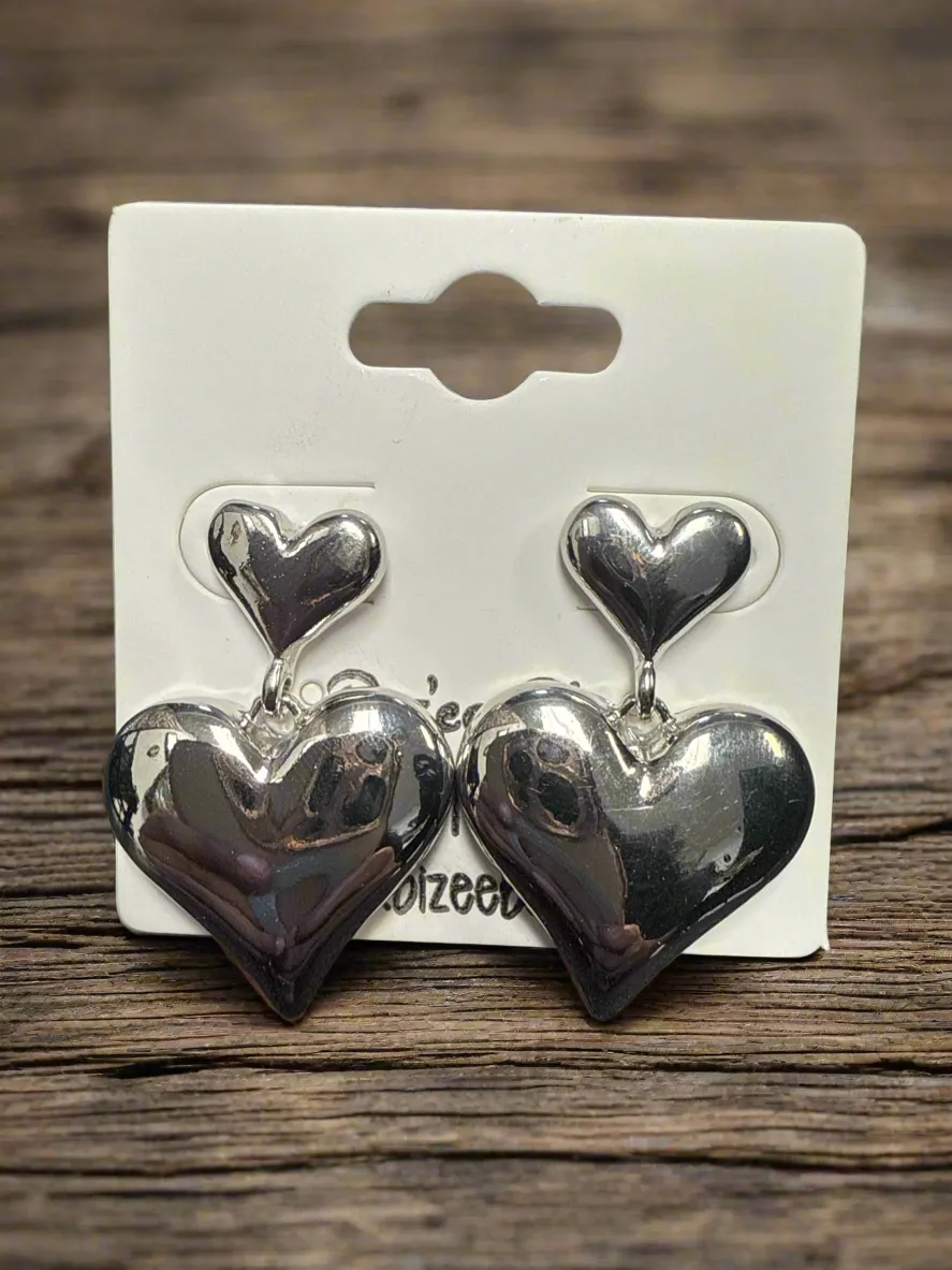 Double Heart Dangle Earrings