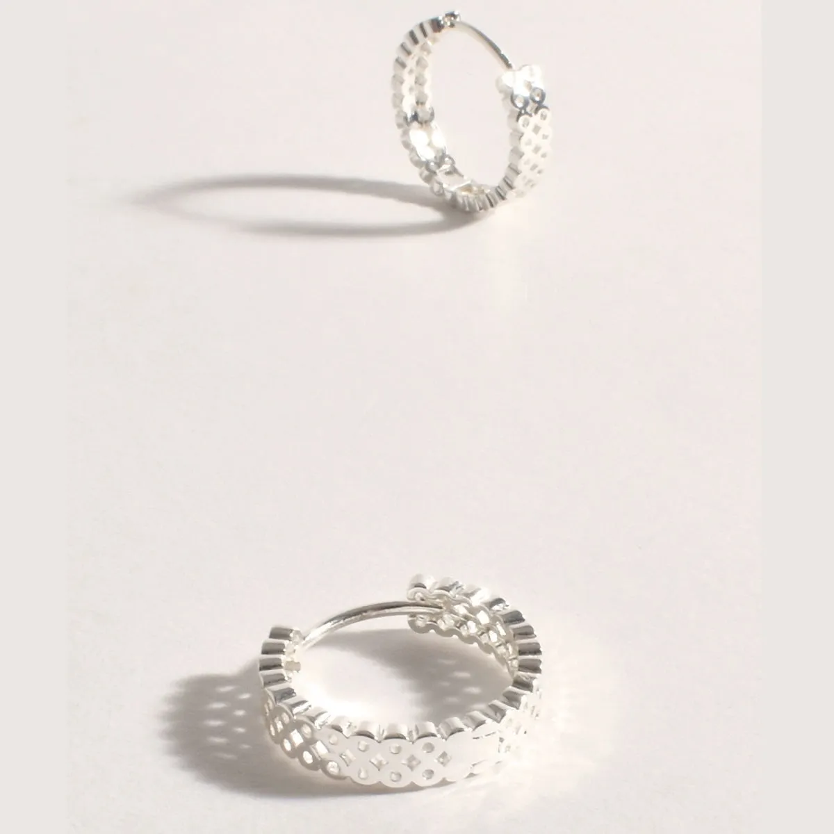 Double Row Mini Hoop Earrings (Silver)