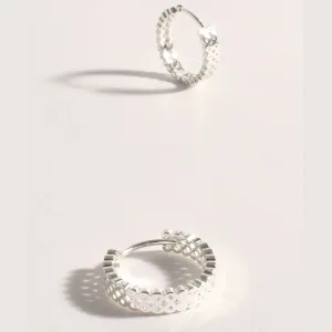 Double Row Mini Hoop Earrings (Silver)