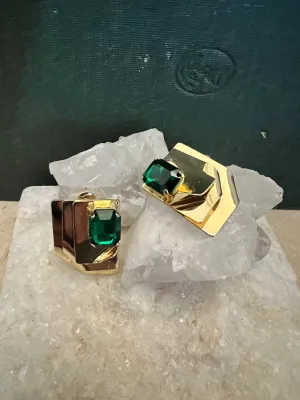Emerald Deco Studs