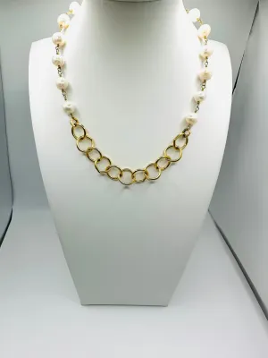 Gold Chain and Freshwater Pearl Necklace
