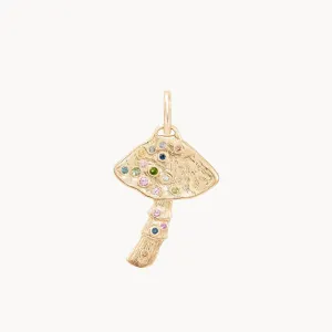 Golden Journey Mushroom Charm (10K Gold   Multi Sapphire)