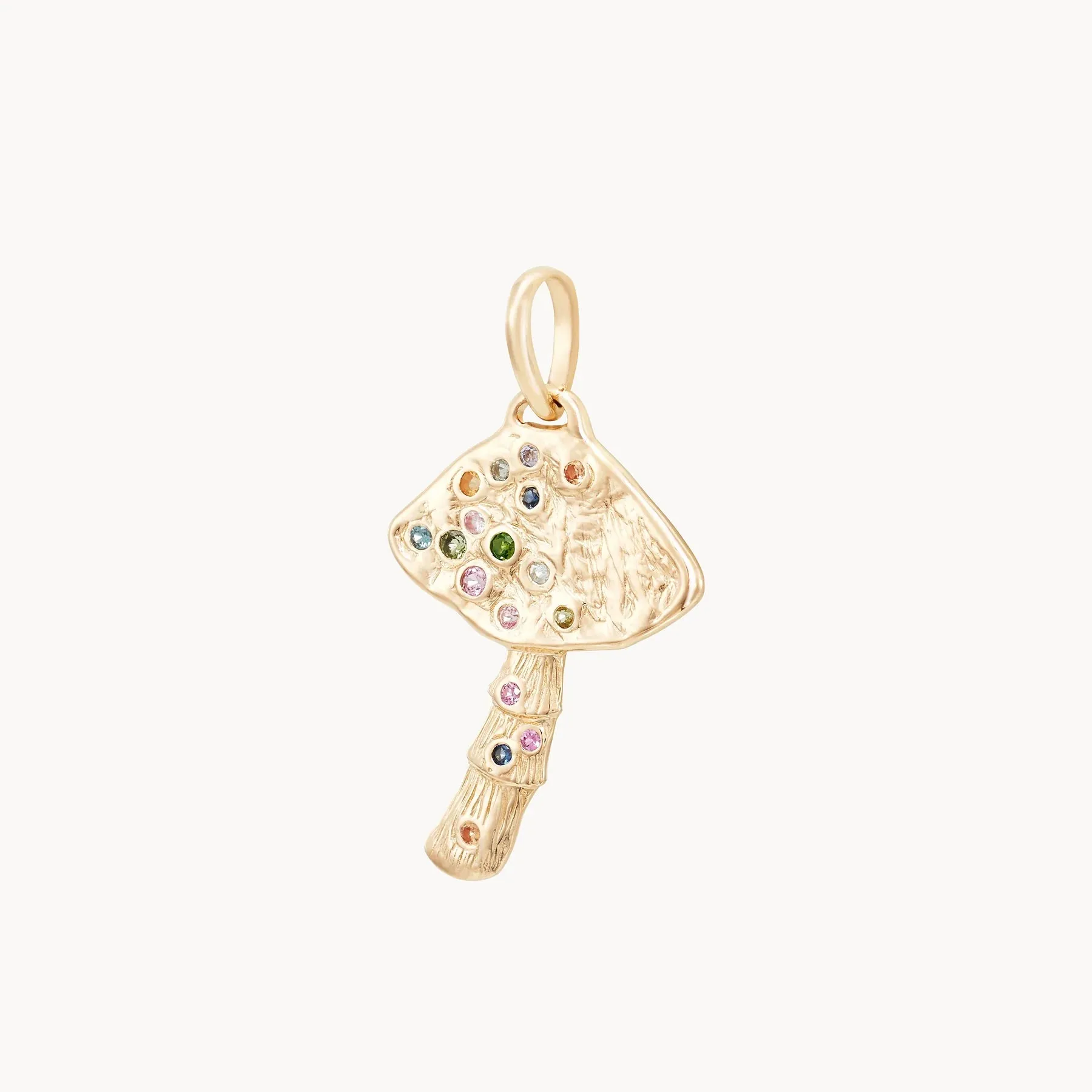 Golden Journey Mushroom Charm (10K Gold   Multi Sapphire)