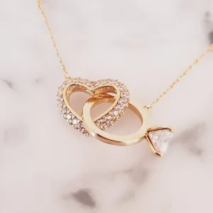 Heart with Promise Ring CZ Necklace