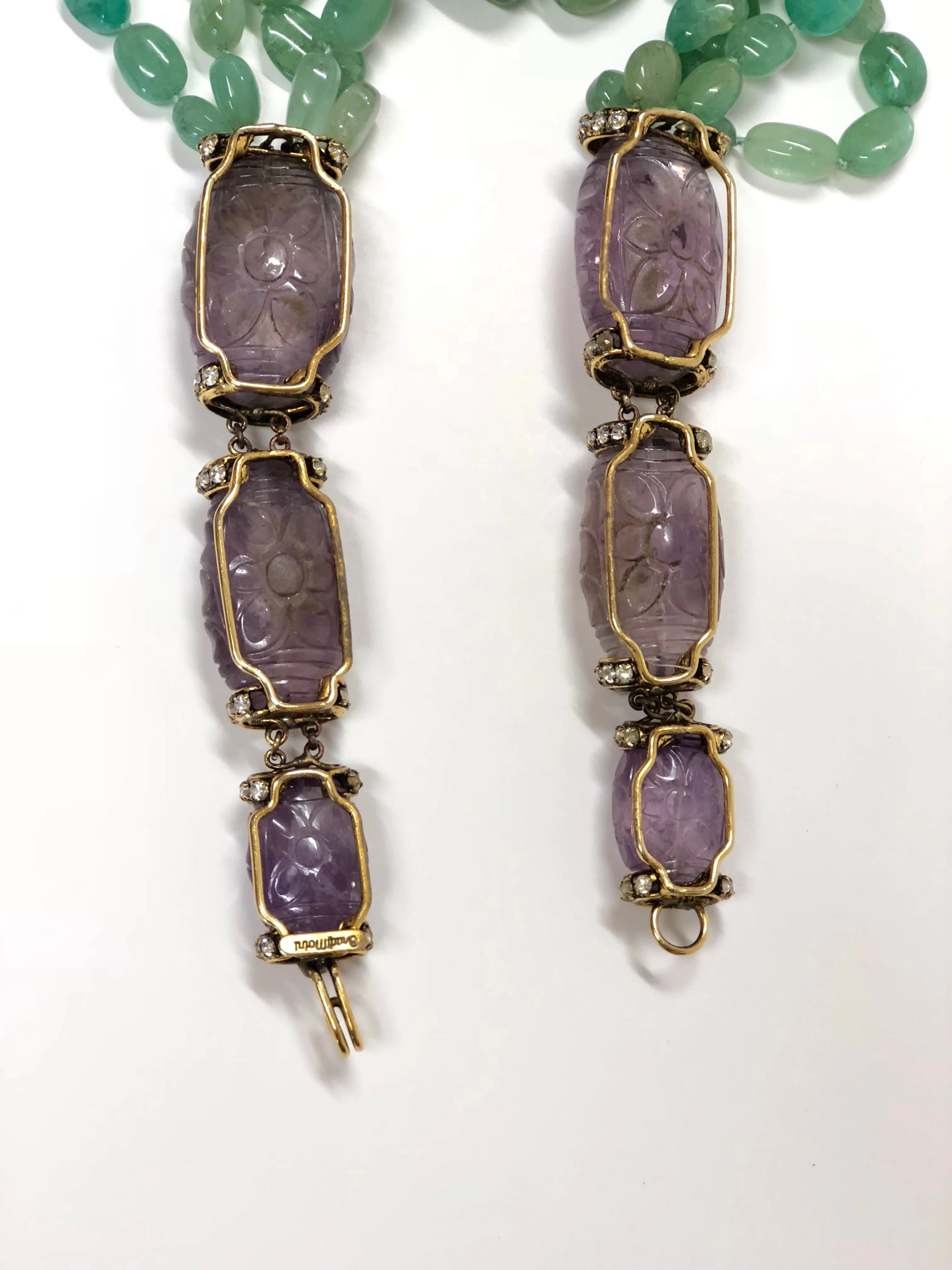 IRADJ MOINI AMETHYST AND EMERALD GREEN CRYSTAL NECKLACE