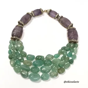 IRADJ MOINI AMETHYST AND EMERALD GREEN CRYSTAL NECKLACE