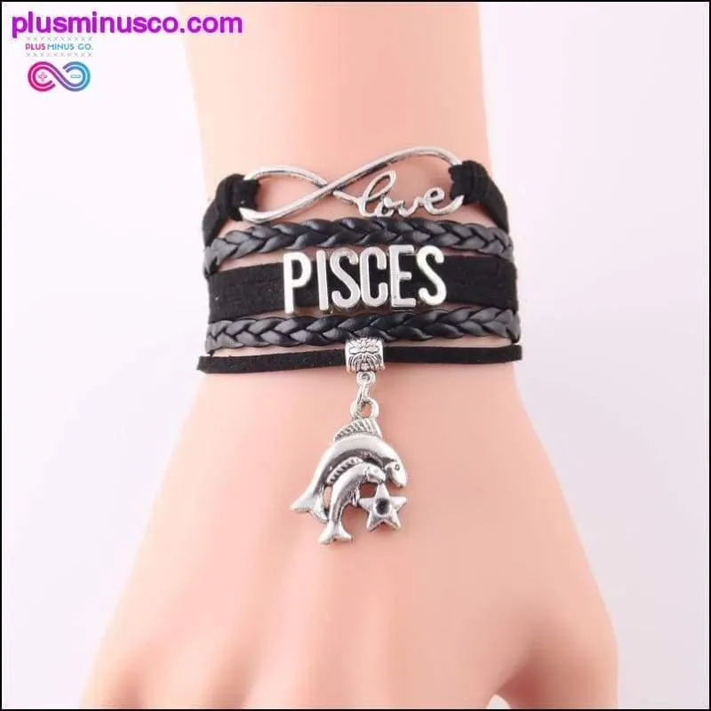 Leather Infinity Sign & Love Zodiac Bracelet