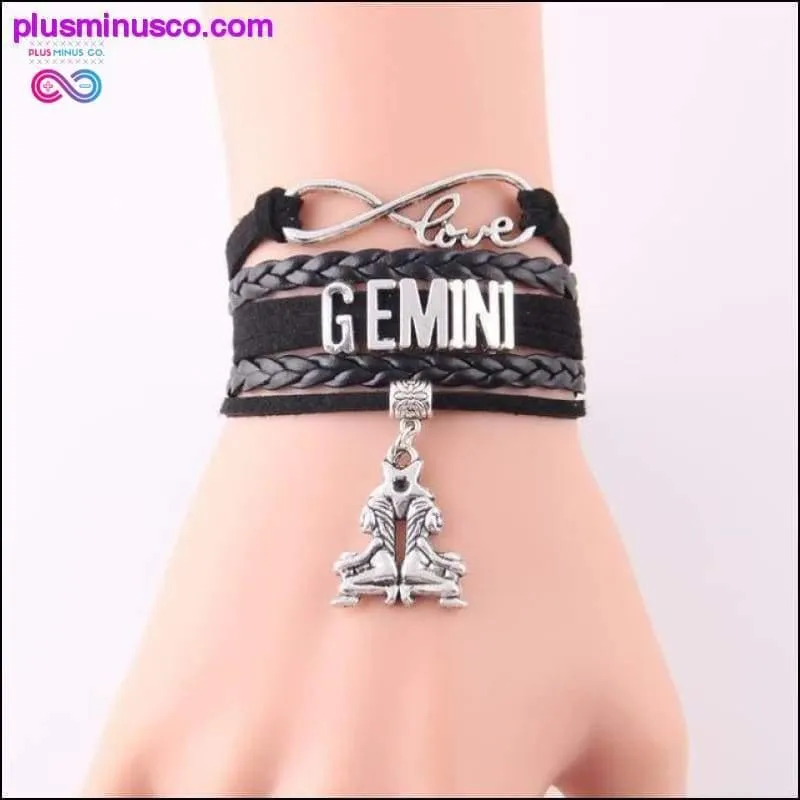 Leather Infinity Sign & Love Zodiac Bracelet