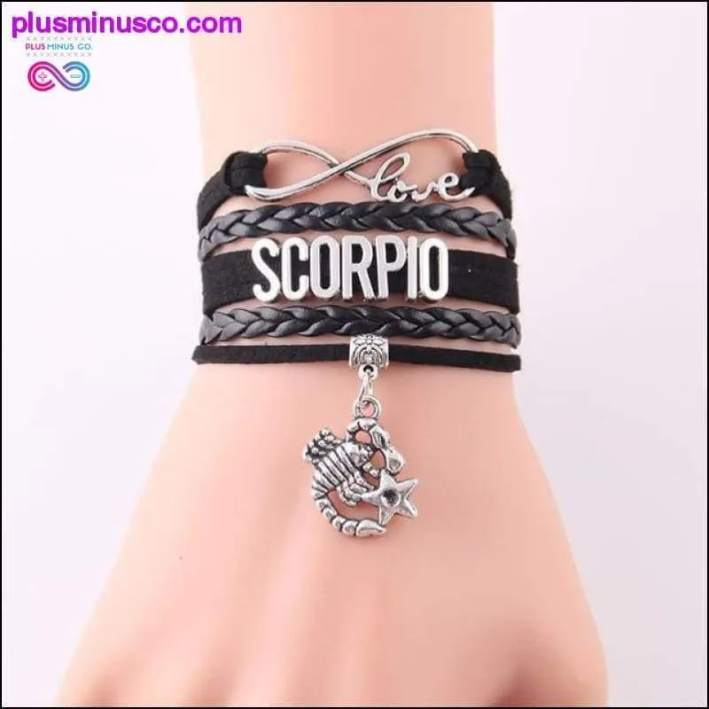 Leather Infinity Sign & Love Zodiac Bracelet