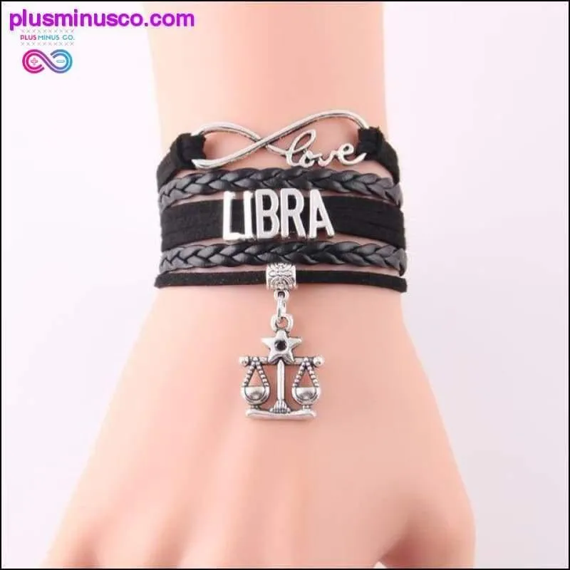 Leather Infinity Sign & Love Zodiac Bracelet