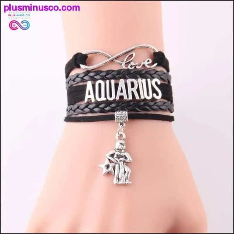 Leather Infinity Sign & Love Zodiac Bracelet