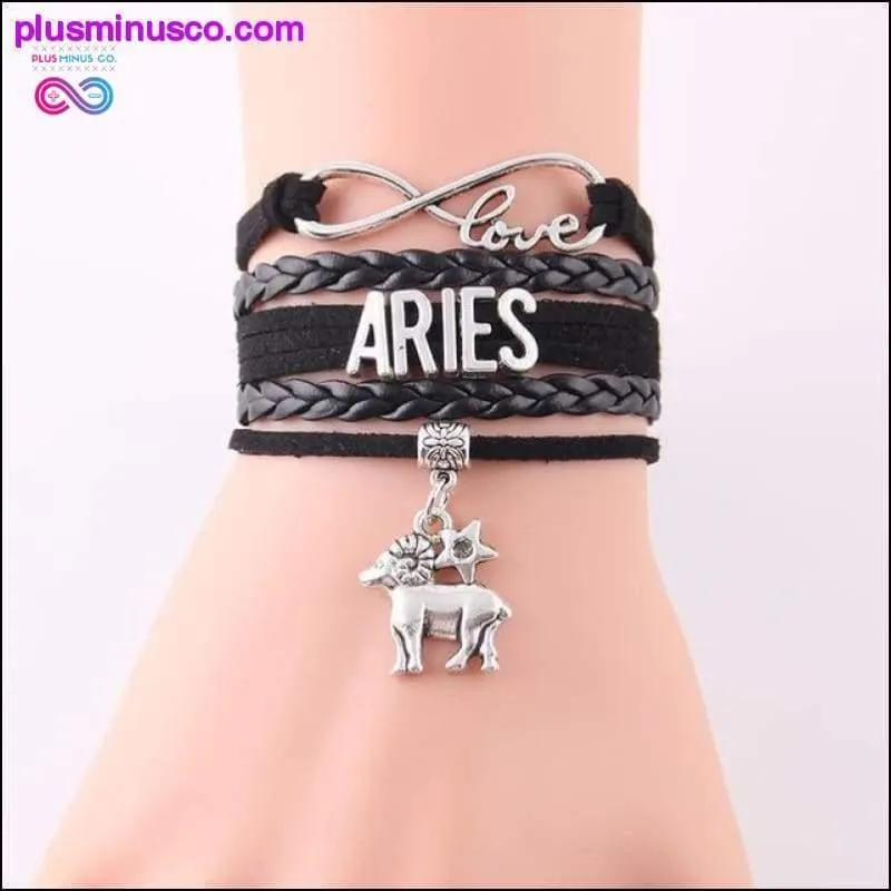 Leather Infinity Sign & Love Zodiac Bracelet