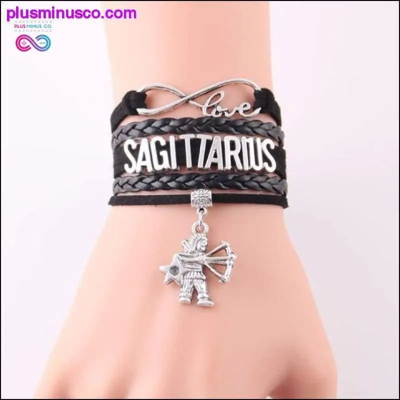 Leather Infinity Sign & Love Zodiac Bracelet