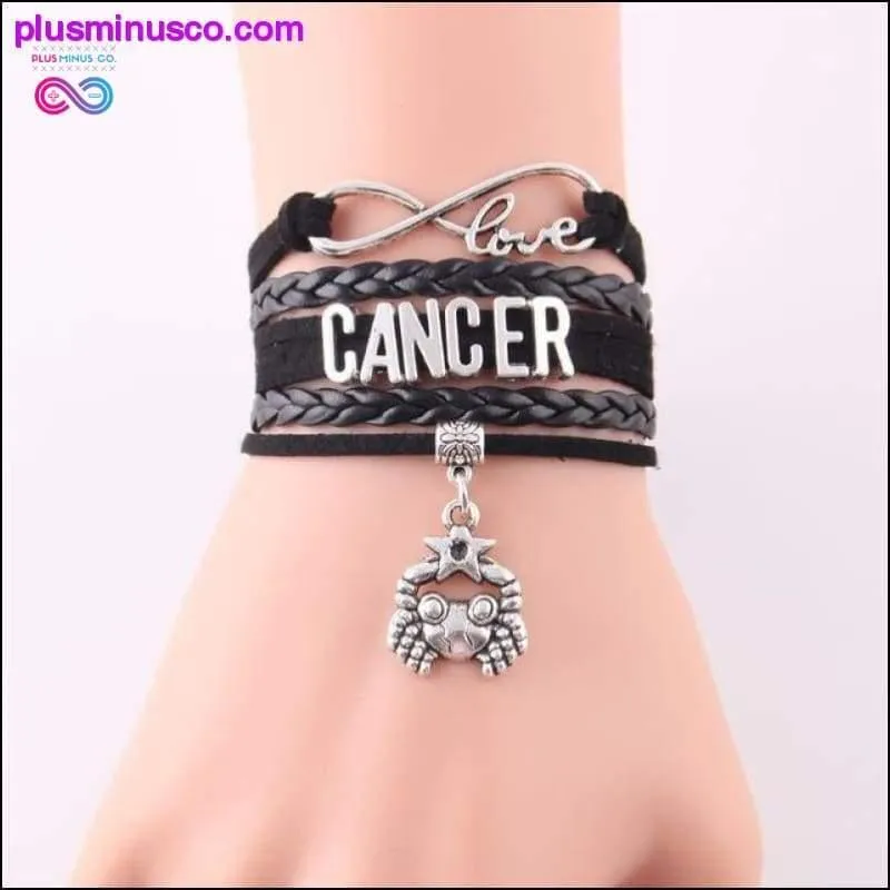 Leather Infinity Sign & Love Zodiac Bracelet