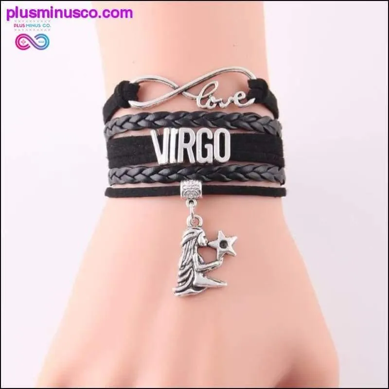 Leather Infinity Sign & Love Zodiac Bracelet