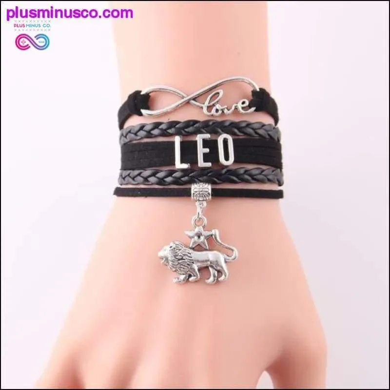 Leather Infinity Sign & Love Zodiac Bracelet