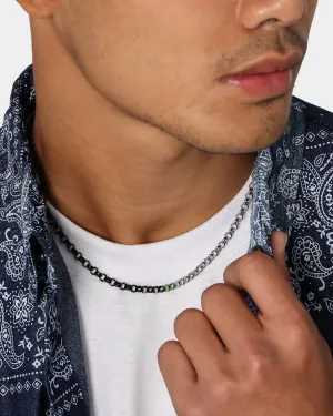 Loiter 18" Split Chain Necklace Black/Silver/Green