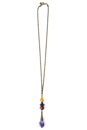 Lost And Found Love Shack Cable Chain With Amethyst Point Drop
