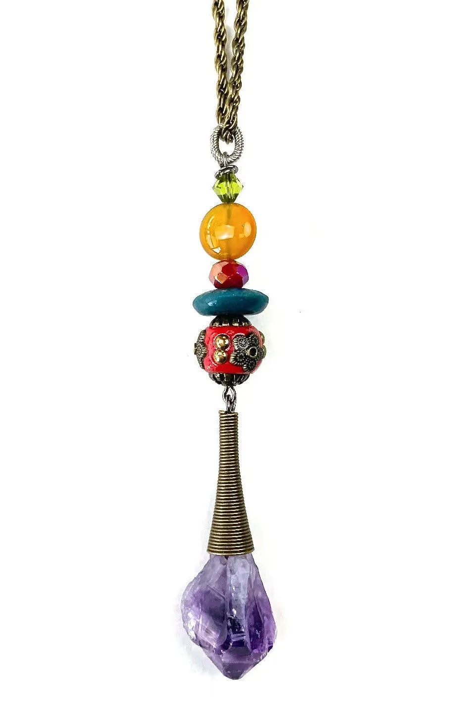 Lost And Found Love Shack Cable Chain With Amethyst Point Drop