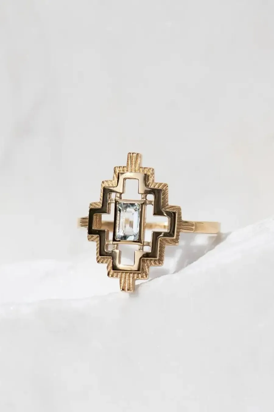 Munay Ring Gold Plate - Aquamarine