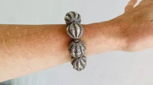 Silver Beaded Bracelet. Sterling Silver. Chunky.
